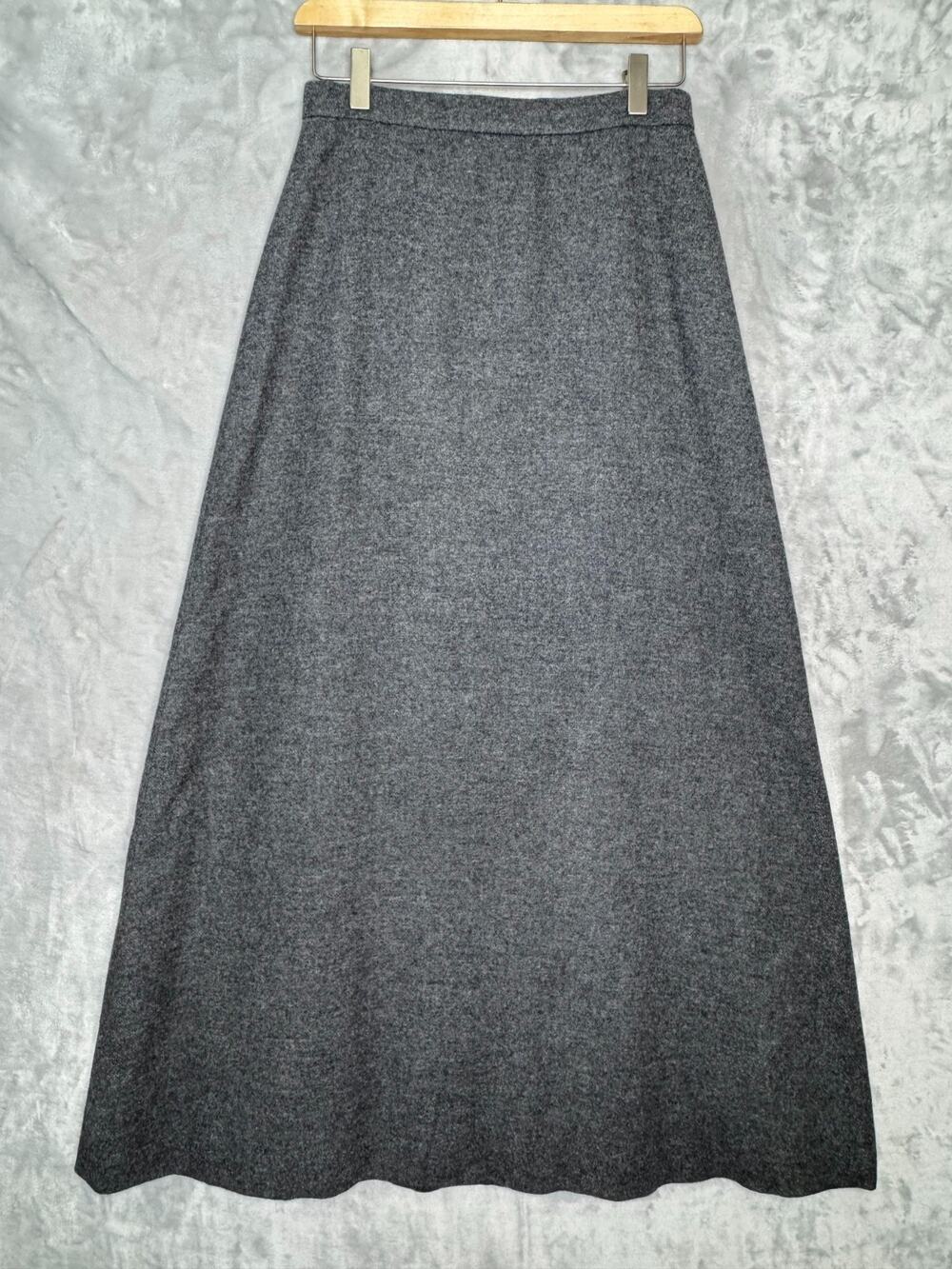 Vintage Gray Skirt Womens 28" Waist Wool Blend Maxi A Line Lined Modest Corpcore